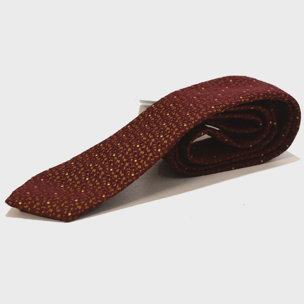 90s Vintage Flecked Slim Neck Tie Mens OS Sienna Brown Textured Geometric